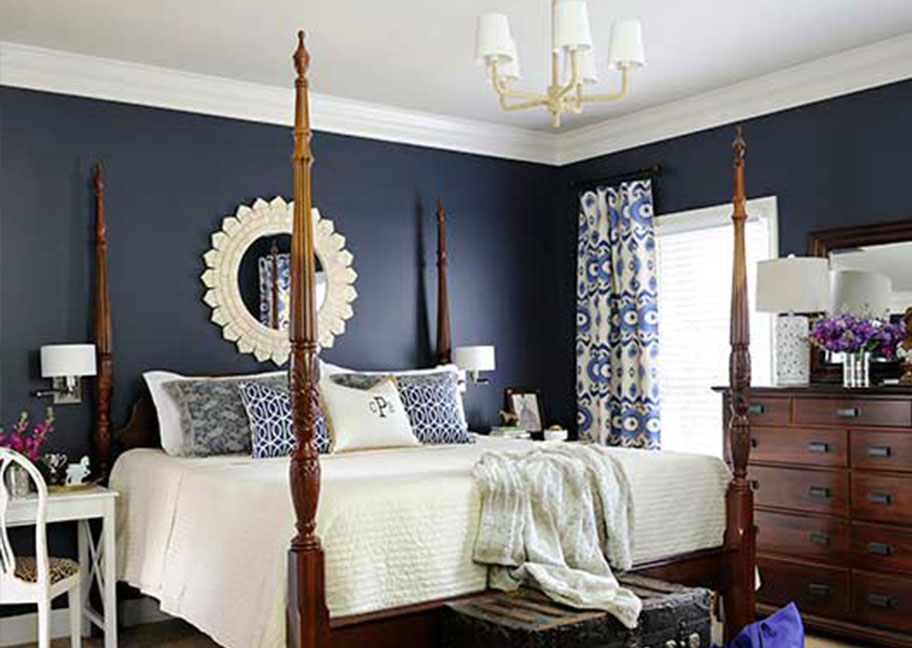 Phòng ngủ sơn màu xanh ghi