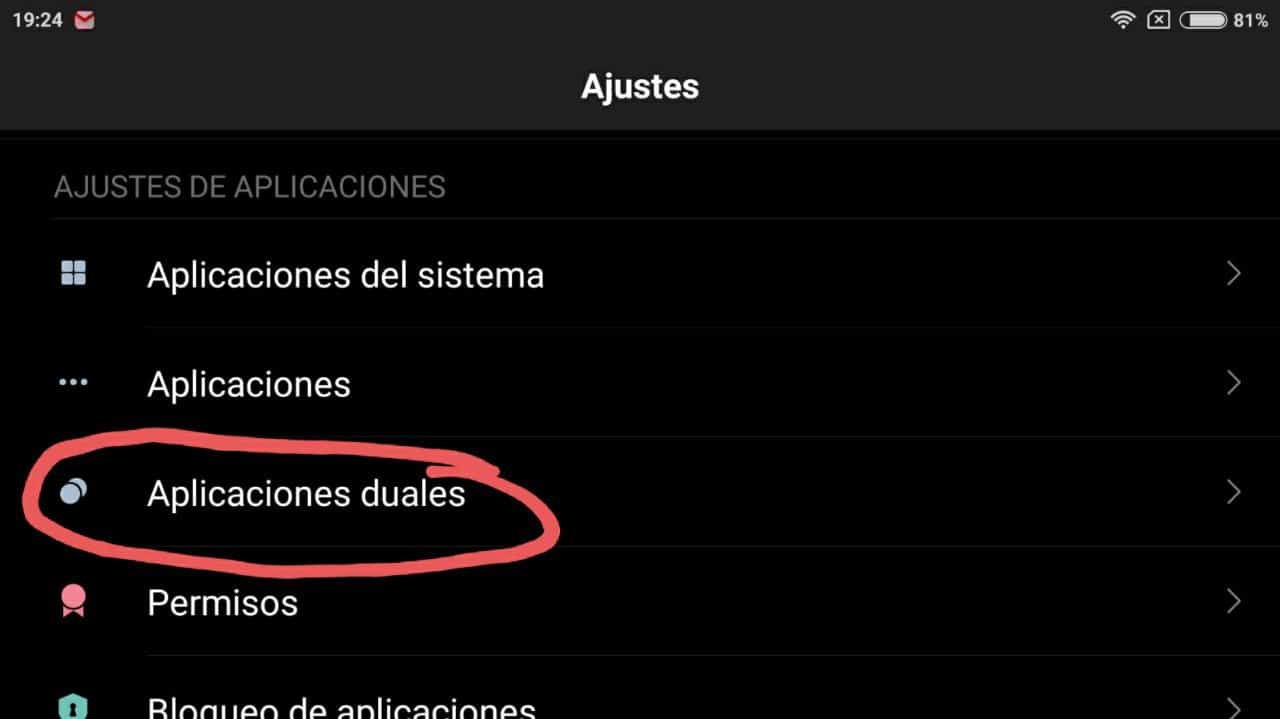 Ajustes de aplicaciones para duplicar