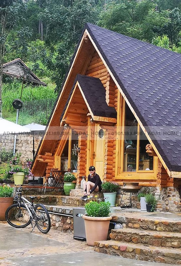 Kiến trúc nhà homestay phối màu tươi sáng kết hợp với ngói bitum cana