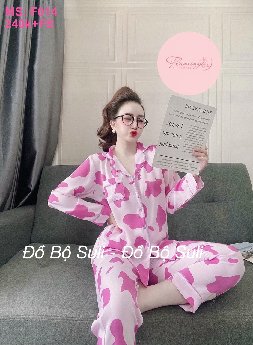 Pijama lụa mango màu tím