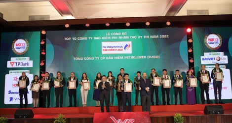 PJICO tiếp tục nằm trong Top 10 Công ty bảo hiểm phi nhân thọ uy tín năm 2022