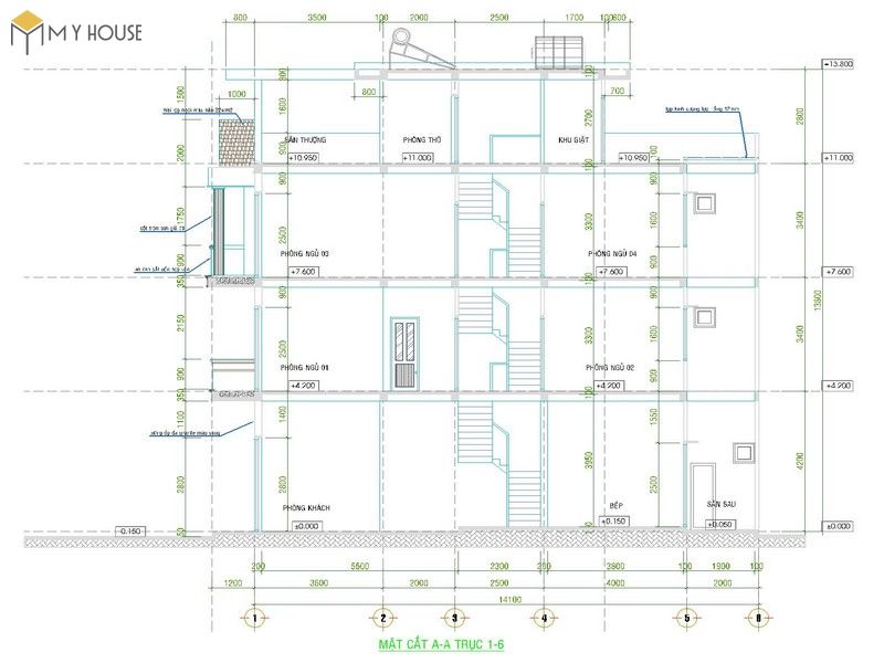 mẫu nhà phố có chièu rộng 3.5m mặt tiền