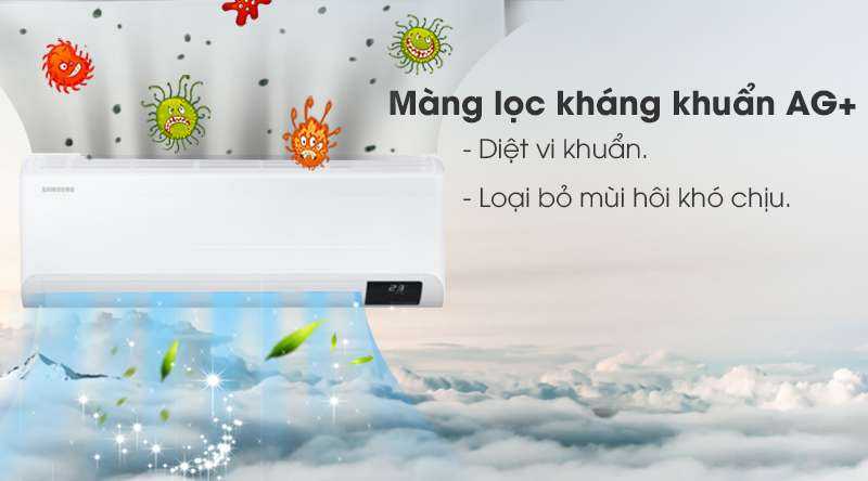 Máy lạnh Samsung Inverter 1.5 HP AR13TYHYCWKNSV -Diệt khuẩn, loại bỏ mùi hôi khó chịu nhờ màng lọc kháng khuẩn Ag+