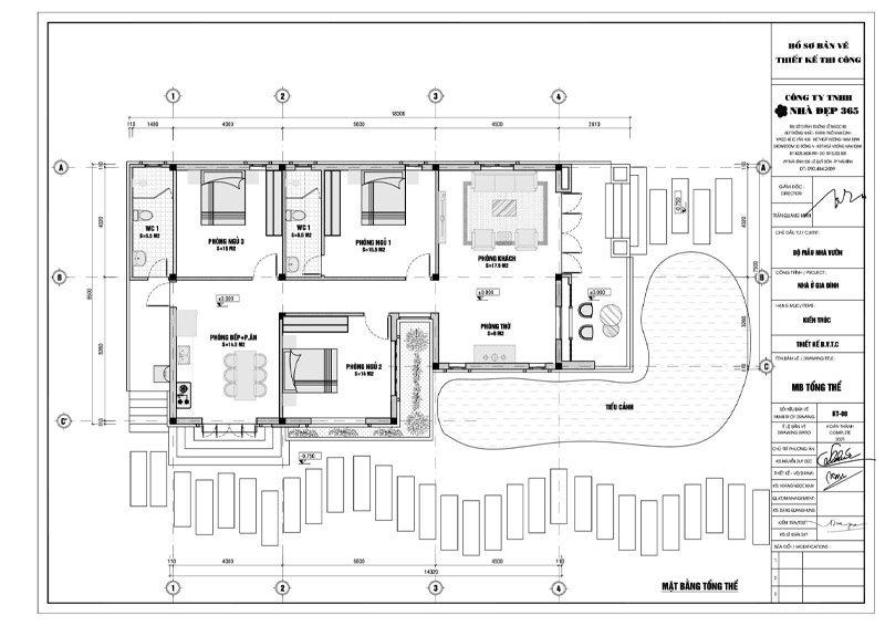 Bản vẽ mẫu nhà cấp 4 mái thái ở nông thôn