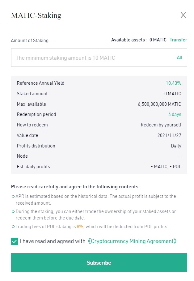 staking matic kucoin