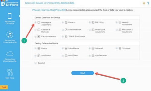 Sử dụng phần mềm Wondershare Dr.Fone for iOS để khôi phục tin nhắn