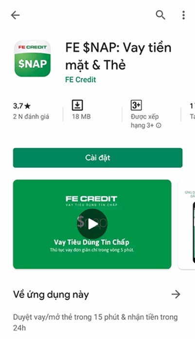 đăng nhập app fe credit