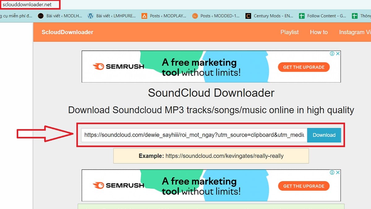 Tải nhạc soundcloud bằng Sclouddownloader.net bước 1