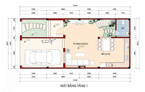 Tư vấn thiết kế nhà phố diện tích 6mx13m