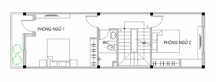 Ảnh 2: Mặt bằng tầng hai là khu vực sinh hoạt riêng tư của các cá nhân trong gia đình