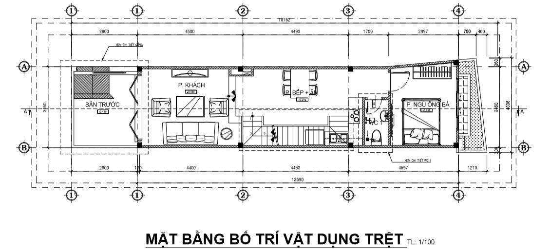 Mẫu cầu thang cặp hông.