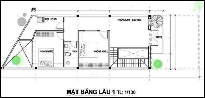 thiết kế bản vẽ nhà 6m ngang 20m 2 tầng tầng lầu