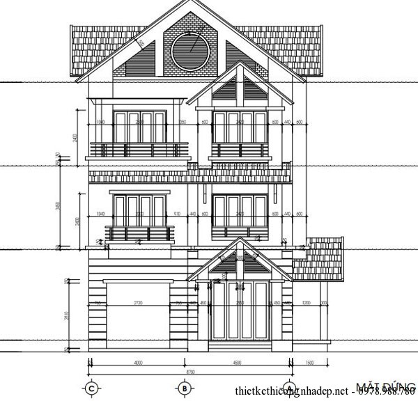 Mặt đứng trục C-A