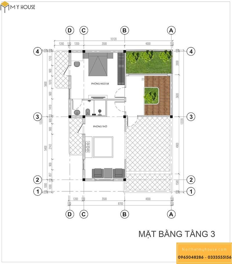 Bản vẽ tầng 3 biệt thự