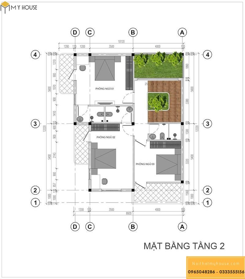 Bản vẽ tầng 2 biệt thự