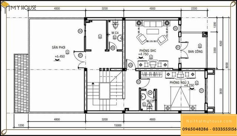 Mặt bằng biệt thự - Tầng 2