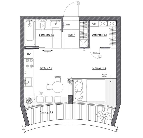 Thiết kế căn hộ 28m2