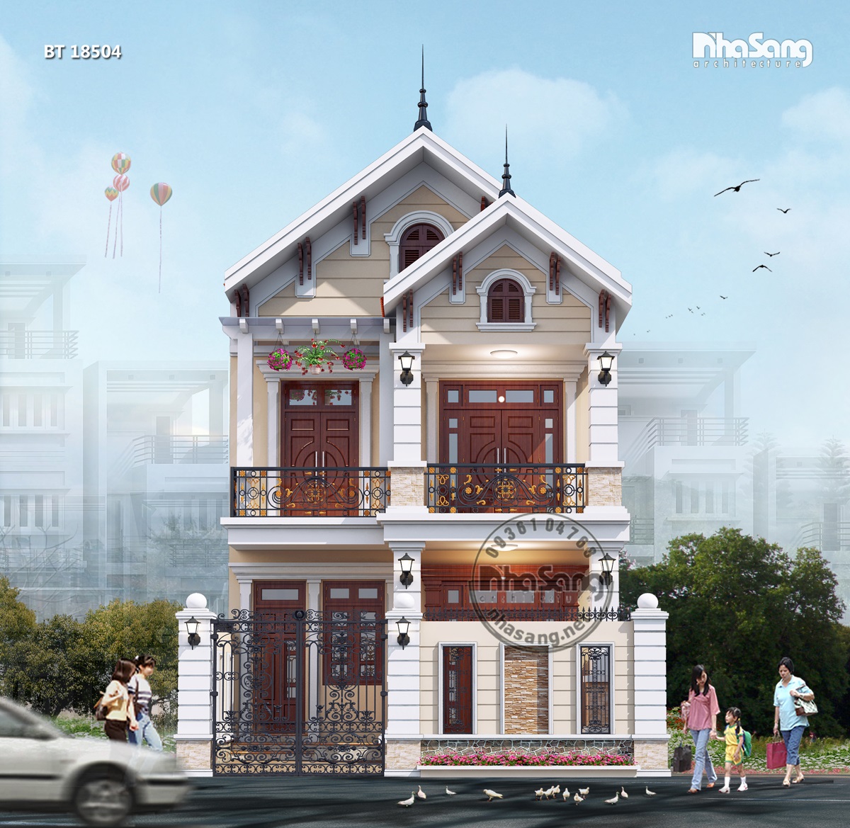 Mẫu nhà ngang 7m 2 tầng