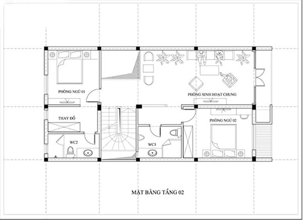 Bản vẽ thiết kế nhà nhỏ 30m2 với tầng 2 phục vụ nhu cầu sinh hoạt của gia chủ