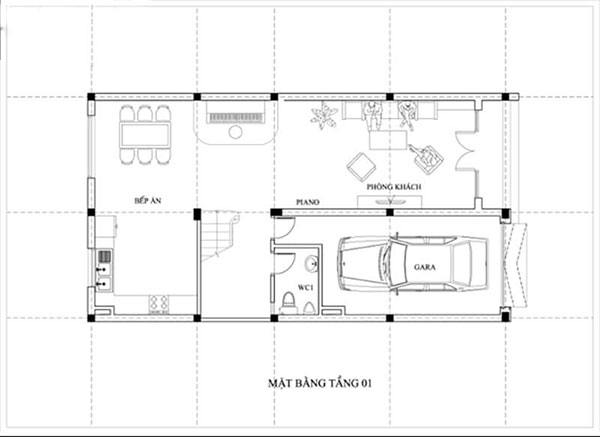 Bản vẽ thiết kế nhà 30m2 3 tầng đơn giản mà đầy đủ công năng