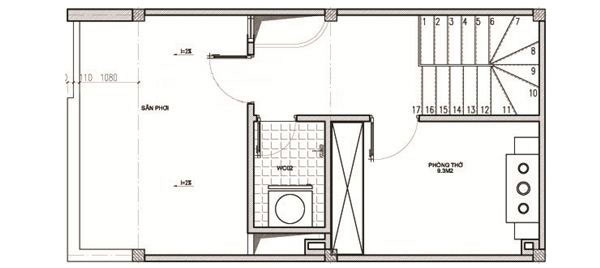 Khuôn viên tầng 3 rộng rãi phục vụ hoạt động chuncủa gia đình và thờ cúng tổ tiên