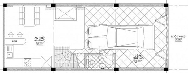 thiết kế nhà 40m2 3 tầng