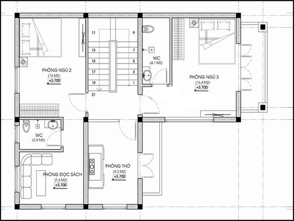 bản vẽ nhà 2 tầng chữ L hiện đại