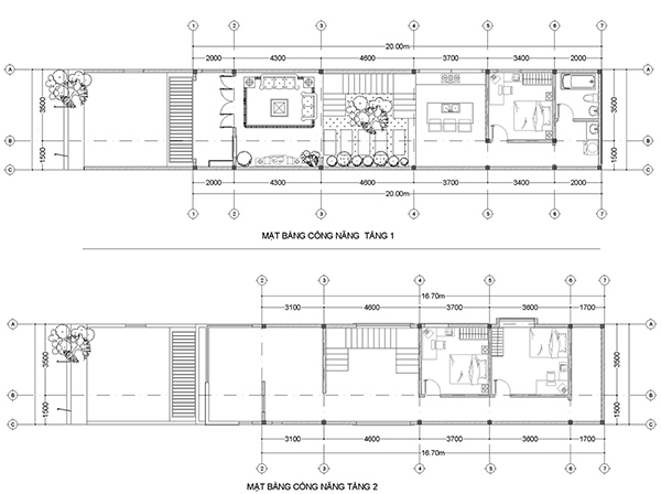 Bản vẽ thiết kế nhà 2 tầng 70m2