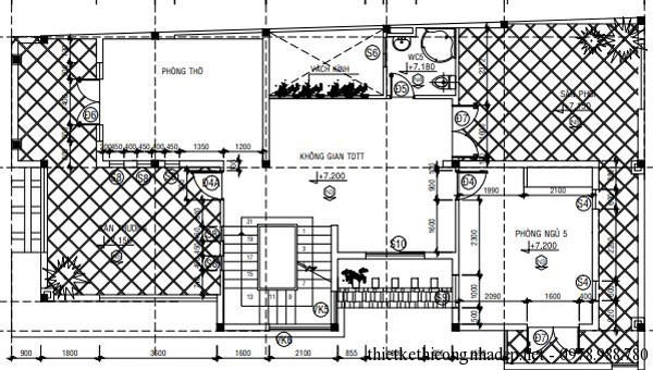 Mặt bằng tầng 3 biệt thự 3 tầng