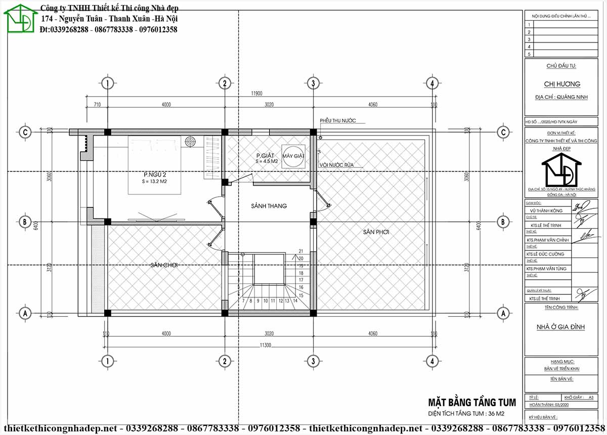 Tận dụng không gian thiết kế 1 phòng ngủ trên tầng tum