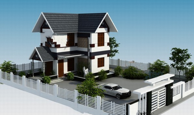 thiết kế nhà chữ l 60m2