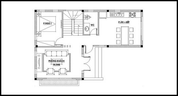 thiết kế nhà chữ l 2 tầng 80m2 25