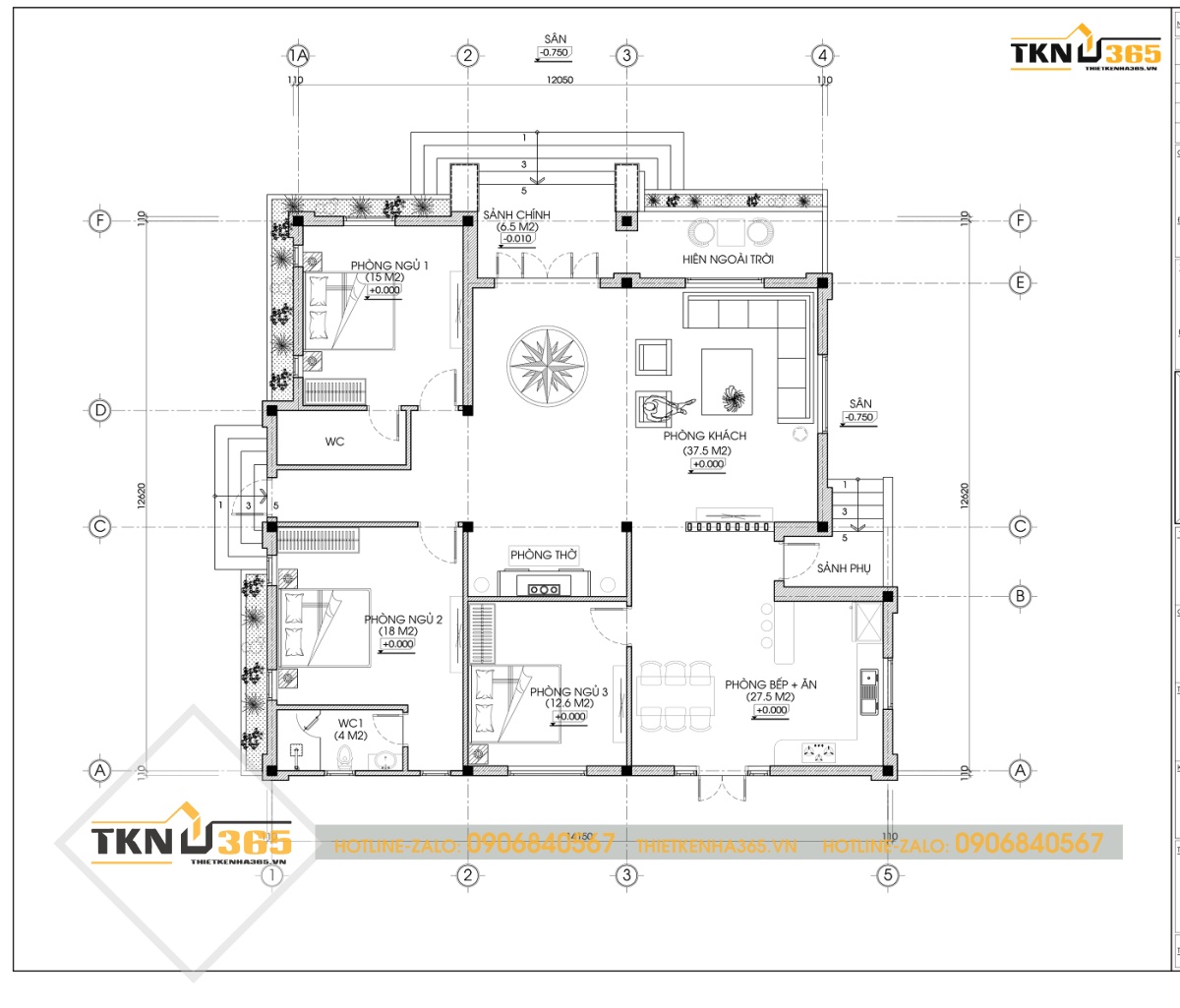 Thiết kế nhà 1 tầng