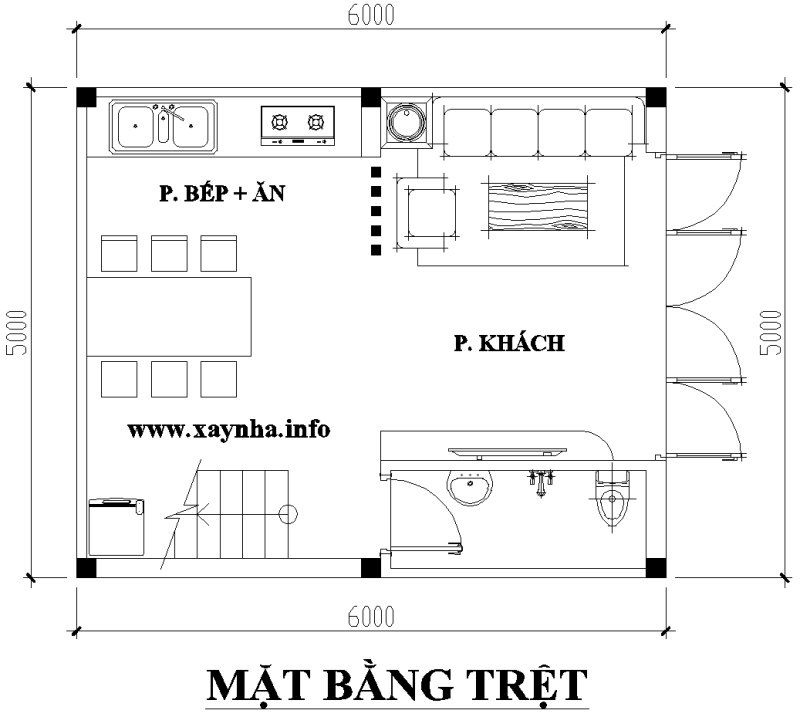 thiết kế nhà nhỏ 5x6m