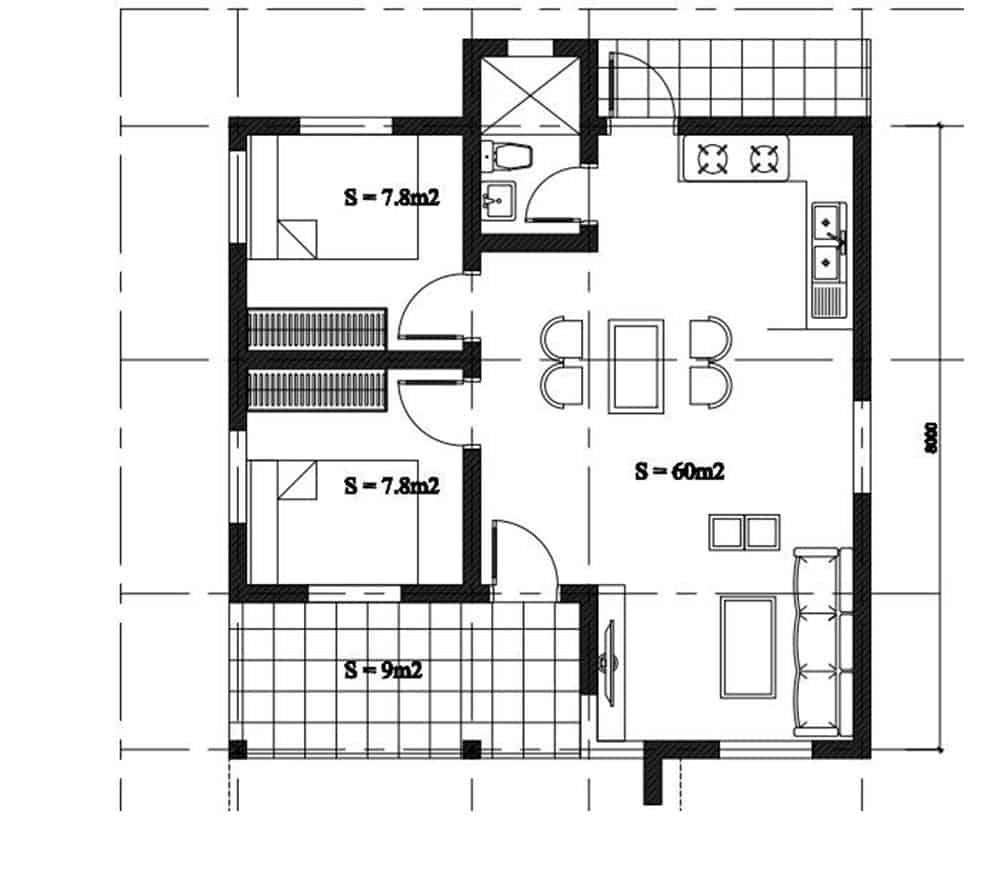 Mặt bằng công năng của căn hộ 60m2