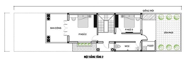 Tầng 2 đơn giản với cách bố trí đảm bảo công năng