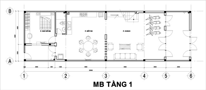 Thiết kế nhà ống 2 tầng 5x9m