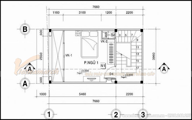 17++ mẫu nhà phố nhà ống đẹp 30m2 hiện đại không thể rời mắt chỉ dưới 500 triệu > Bản thiết kế nhà ống 30m2 5 tầng - tầng 2