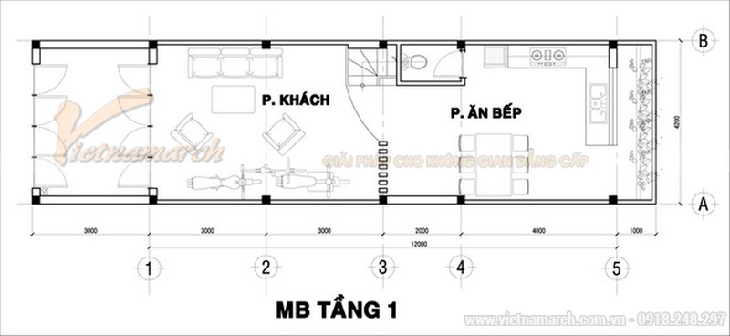 17++ mẫu nhà phố nhà ống đẹp 30m2 hiện đại không thể rời mắt chỉ dưới 500 triệu > Thiết kế mặt bằng tầng trệt của mẫu nhà ống 30m2 giá cực rẻ - 3 tầng giá khoảng 700