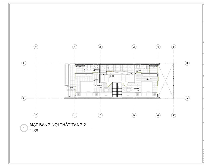 Bản vẽ mặt bằng tầng 2