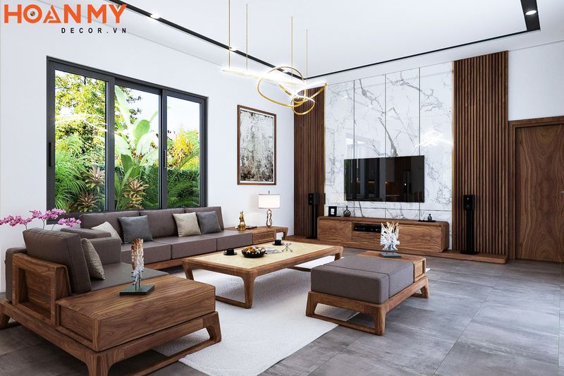 Với một diện tích lý tưởng Kiến trúc sư đã lựa chọn và bố trí nội thất với chất liệu gỗ óc chó cao cấp