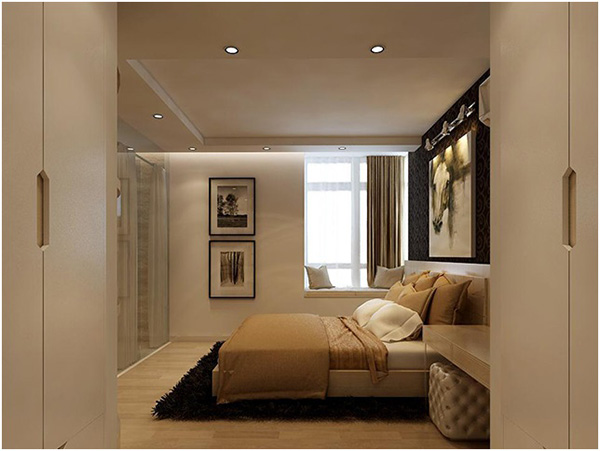 Phòng ngủ master với hệ thống chiếu sáng ấn tượng, rộng mở