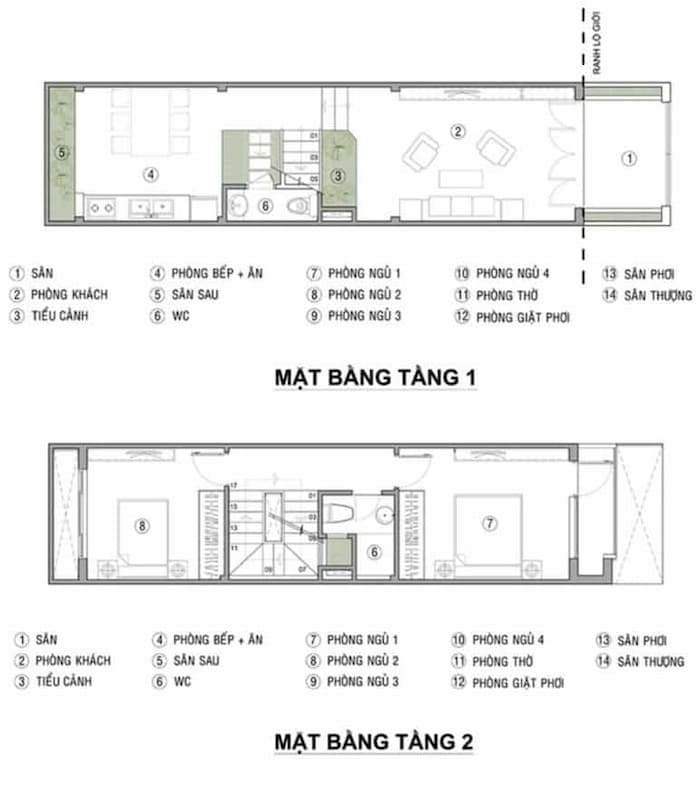 Ảnh 4: Bố trí công năng căn nhà tại các tầng 1,2 sao cho rộng rãi 