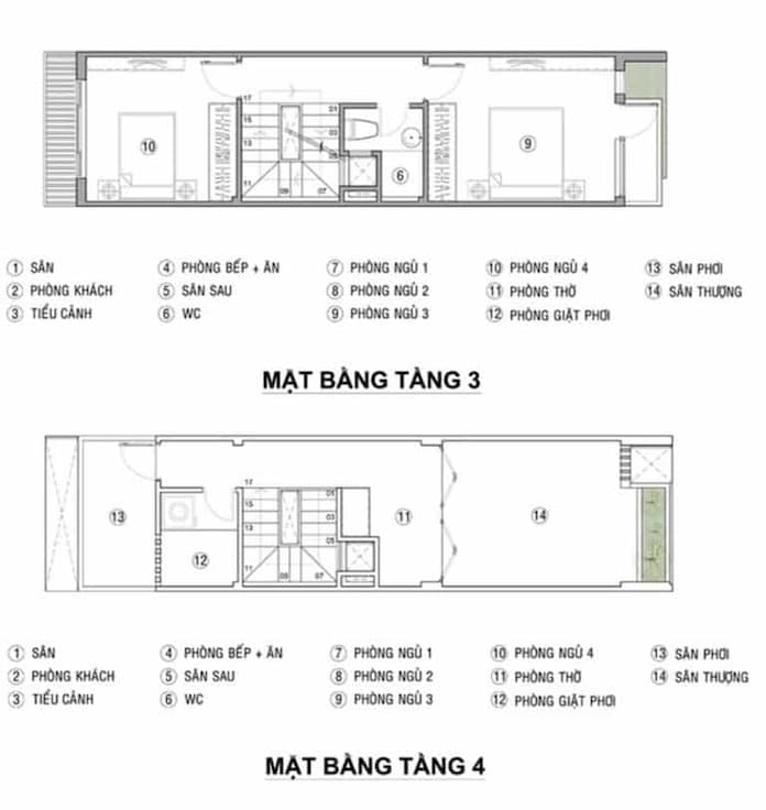 Ảnh 5: Bản vẽ thiết kế nhà mặt tiền 3m có 4 phòng ngủ sao cho tiện nghi nhất 