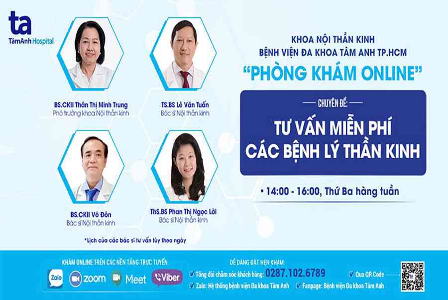 “Phòng khám Online” – Tư vấn miễn phí các bệnh lý về thần kinh