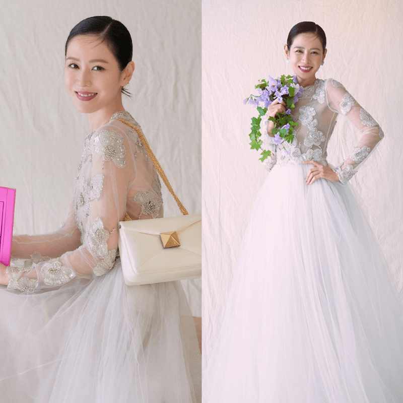 Mới đây nhất, 'chị đẹp' Son Ye Jin đã mặc một thiết kế váy cưới của Valentino trong buổi chụp hình cưới cùng ông xã Hyun Bin
