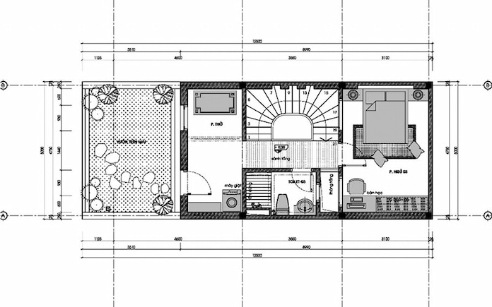 Ảnh 9: Tiểu cảnh sân vườn được bố trí ở tầng 3 ngôi nhà ngang 6m dài 10m