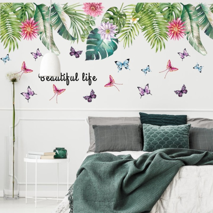 Trang trí phòng ngủ bằng giấy dán tường mang tông hoa cỏ