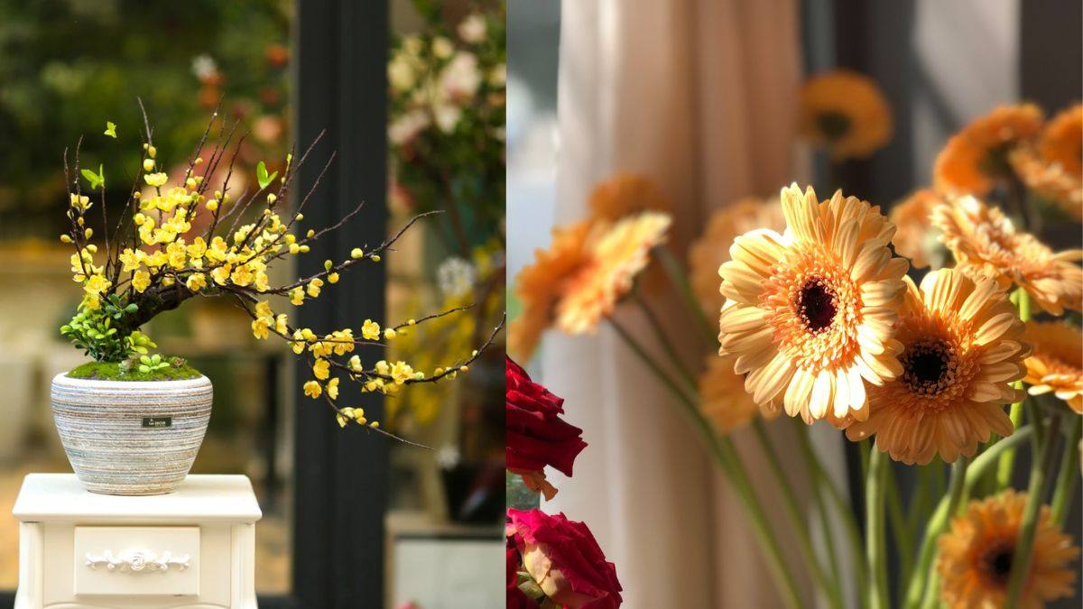 Trang trí nhà cửa ngày tết với hoa tươi