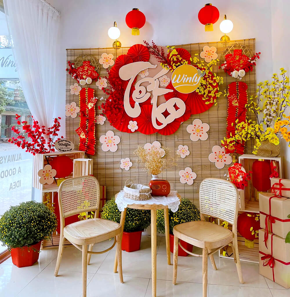 10 cách trang trí Tết cho quán cafe đẹp cực hút khách 2023